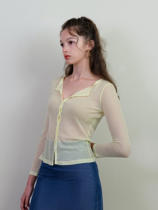 Tencel slim fit cardigan (Yellow)