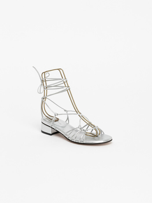 Santorini Strappy Gladiator Sandals in Silver