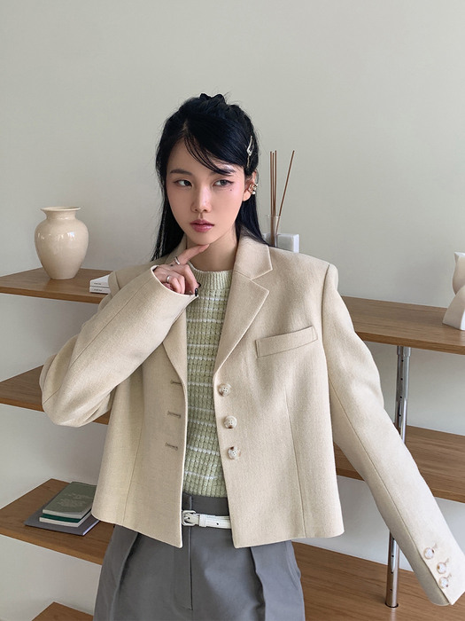 SINGLE DART SHORT JACKET(butter begie)