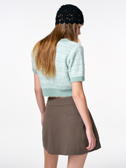 Color Blend Short Sleeve Knit Top, Mint