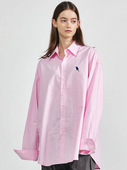 PARROT EMBROIDERY SHIRT PINK