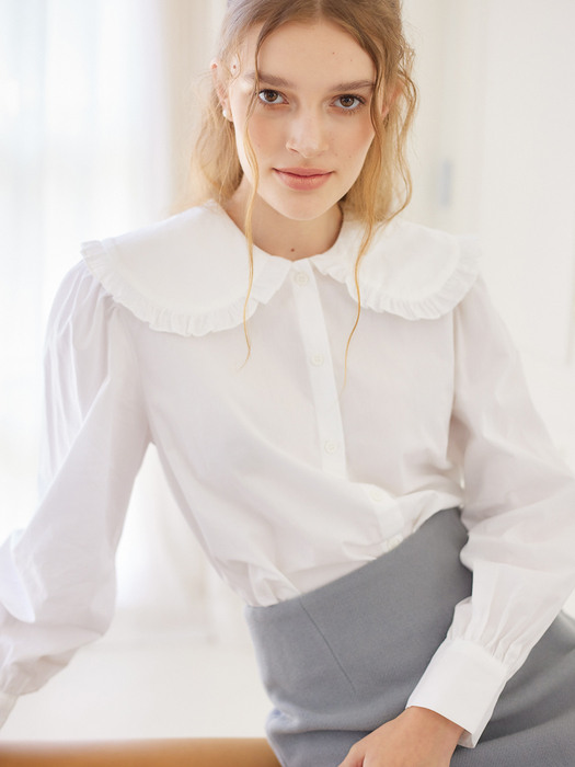 ROUND COLLAR BLOUSE_WHITE