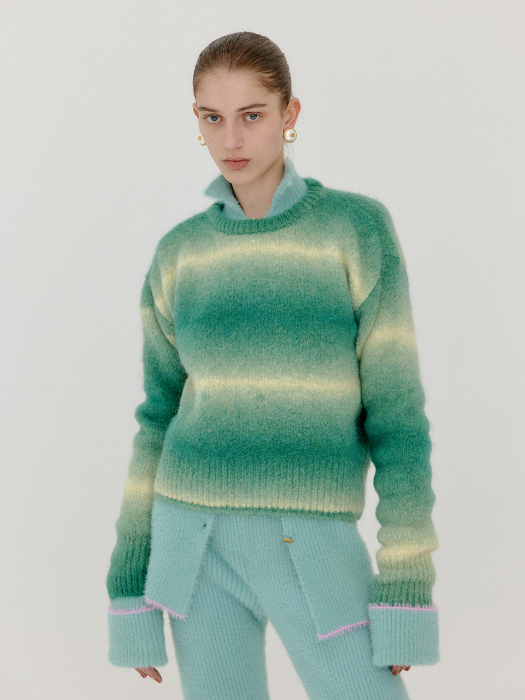 VASSILA Gradation Striped Pullover - Green