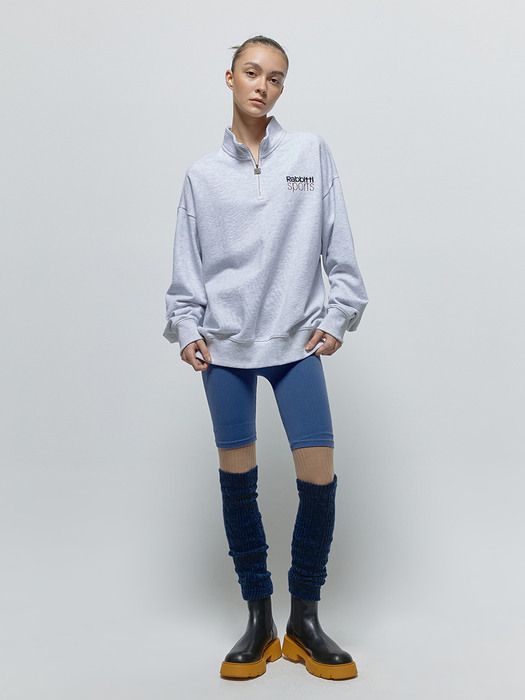 Unisex Half Zip-Up Sweatshirt Melange Grey