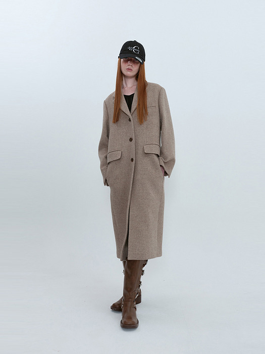 Tailored 3-Button Long Coat_BROWN