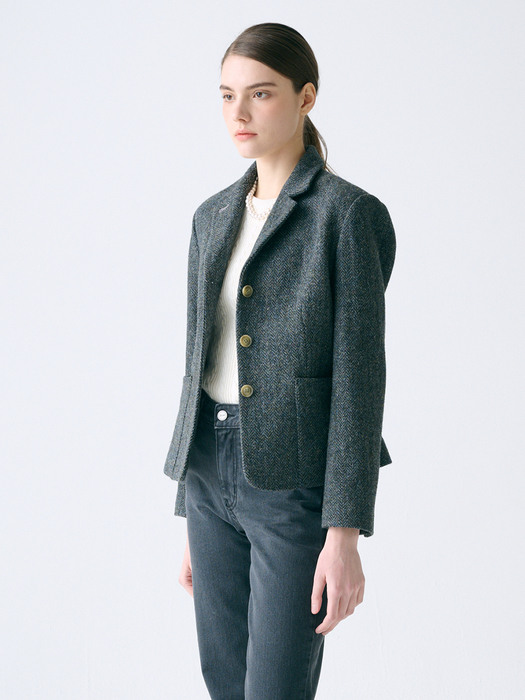 [Day-Wool] Harris Tweed Three-button Jacket_2color