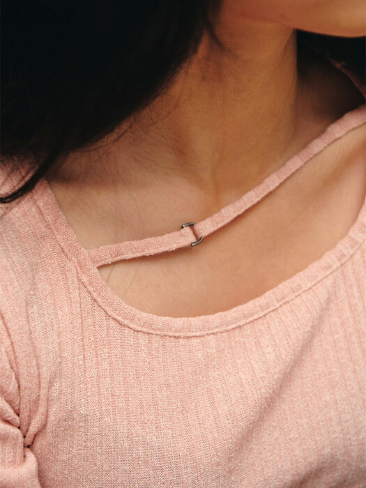 Neck Point Ribbed T-shirt_pink