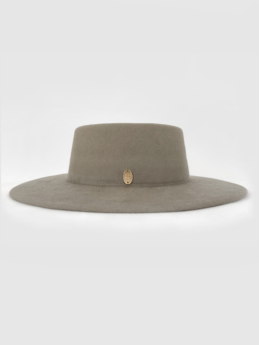 Wool felt BOATER hat Grey beige