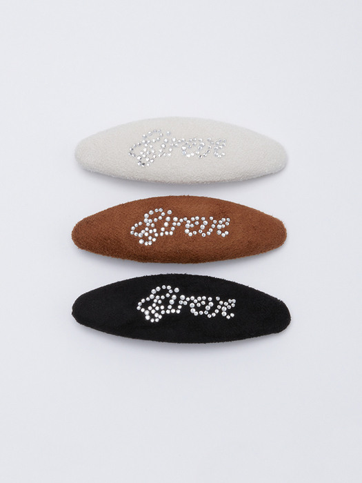 LETTERING SUEDE HAIR CLIP_CAMEL
