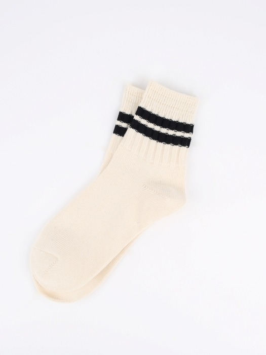 Heavy Weight Quarter Socks - Raw White (Black)