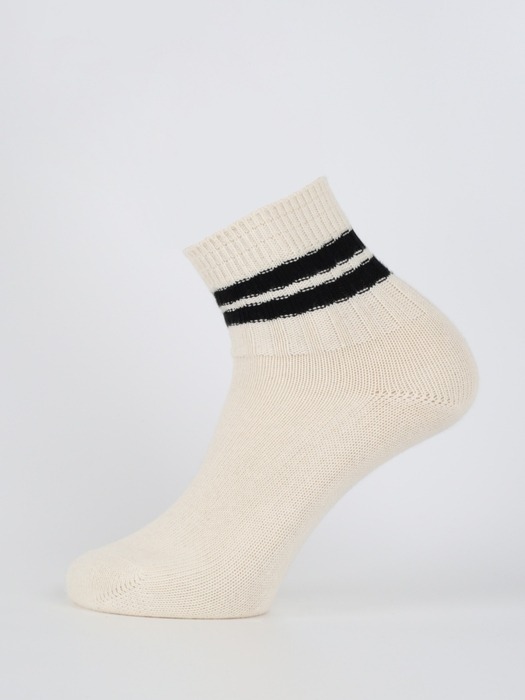 Heavy Weight Quarter Socks - Raw White (Black)