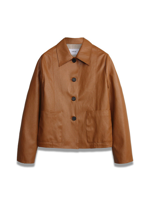 FAUX Leather Two Pocket Jacket in Camel