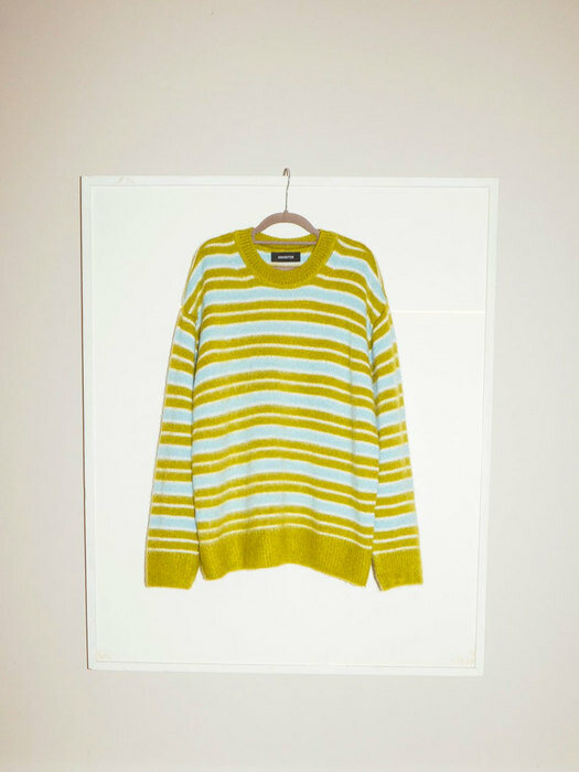Striped Mohair-blend Pullover, olive green