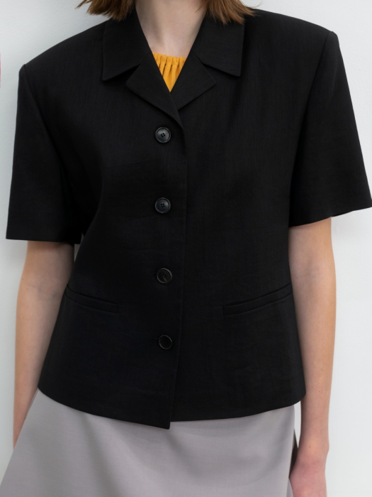 Half Sleeve linen Jacket Black (JWJA3E913BK)