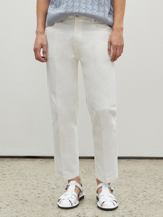 [린넨라이크데님]Linen Like Cropped Tapered Jeans DCPT004Ivory