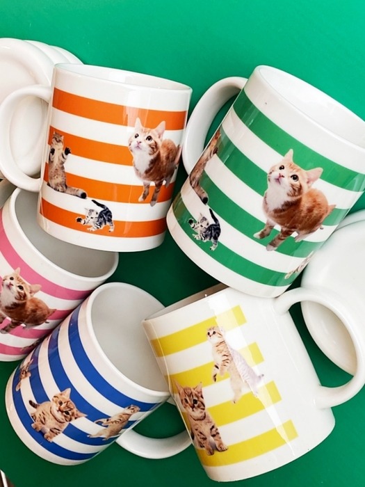 Love cat stripe mug cup