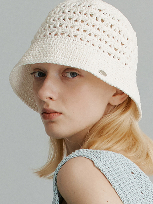 Knitted Bucket Hat(Ivory)