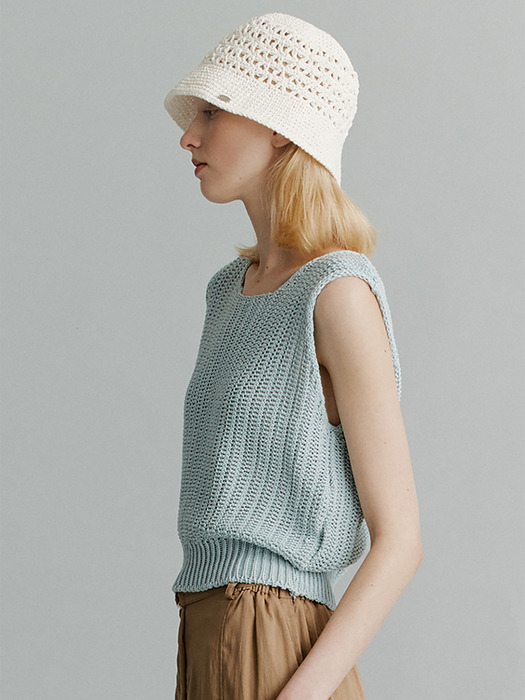 Knitted Bucket Hat(Ivory)