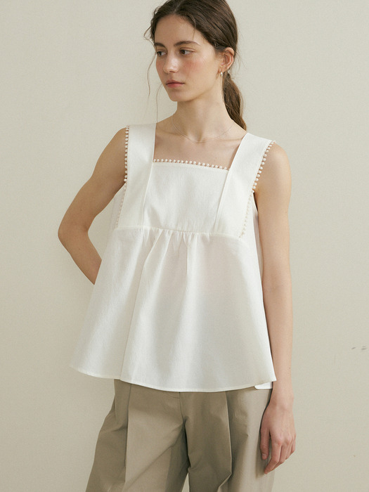 comos 889 wide strap flared blouse (2color)