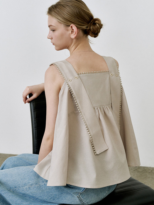 comos 889 wide strap flared blouse (3color)