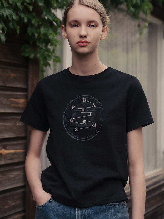 H-S 콜럼 레귤러 티셔츠_BLACK