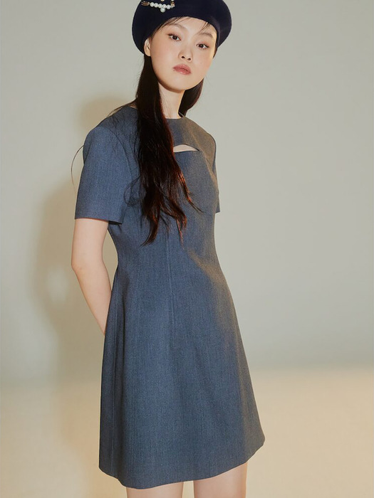 Slit Detail Mini Dress  Grey (KE3871M043)