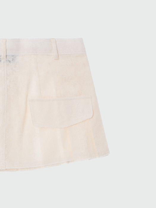 XIES Layered Pleats Skirt Belt - Ivory