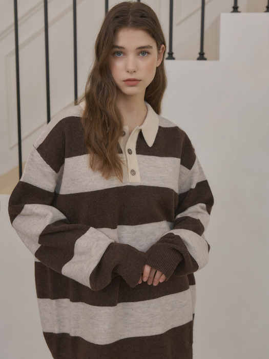 W/Always Stripe Collar Knit (2col)