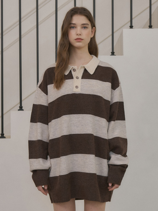 W/Always Stripe Collar Knit (2col)