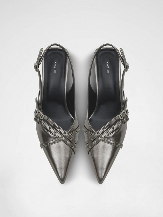 BELTED SLINGBACK / DARK SILVER