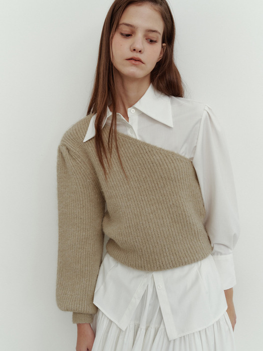 ONE-SHOULDER WOOL KNIT_TT3W305KB