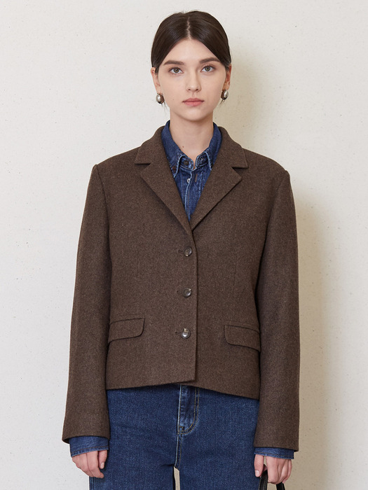 3-button wool jacket_brown