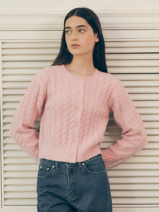 SOFT CABLE CARDIGAN PINK