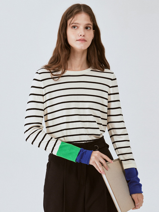 Color point stripe knit (2color)