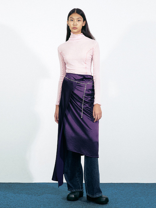 Foggy Silky Lap Skirt (Purple)