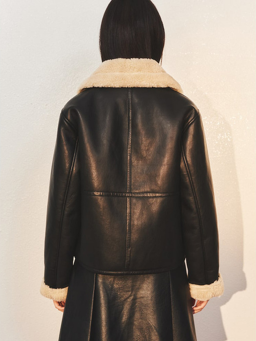 Shearling Faux Leather Jacket  Black (KE3X3VM025)