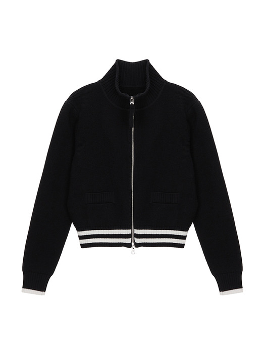 SPELL POINT STRIPE KNIT CARDIGAN IN BLACK