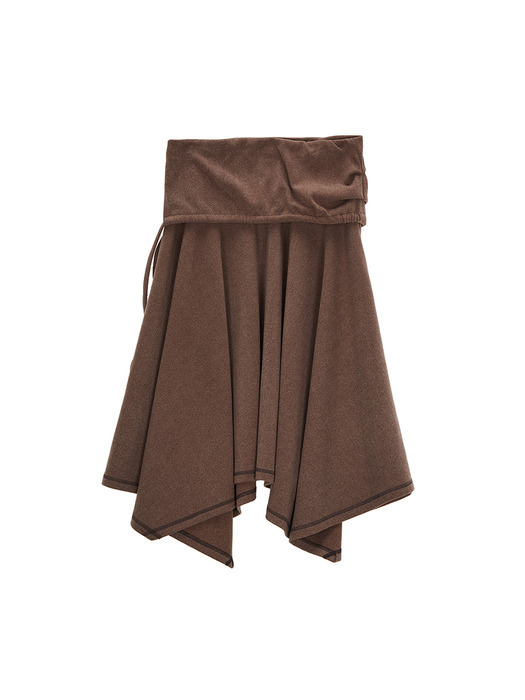 UNBALANCE FLARE JERSEY SKIRT IN COCOA