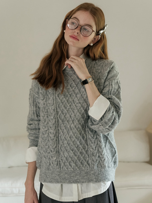 Cest_Twist pullover loose sweater_GRAY