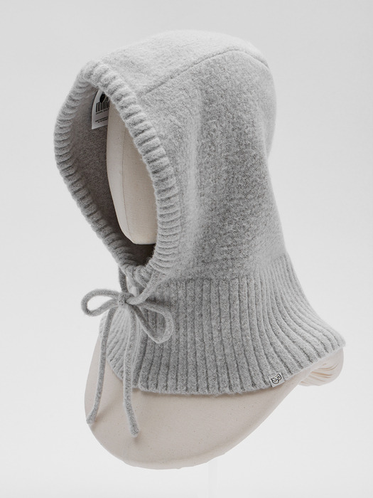 Soft Knit Hoodie Balaclava Grey