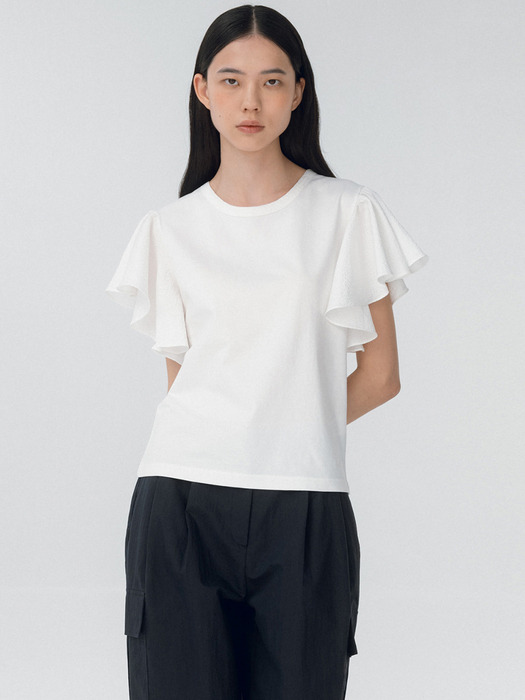 CO RUFFLE SLEEVE T-SHIRT_WHITE