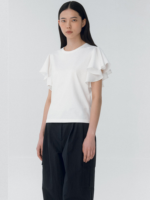 CO RUFFLE SLEEVE T-SHIRT_WHITE