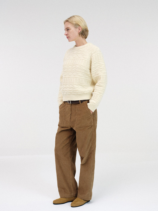 Double folded corduroy pants (Camel)