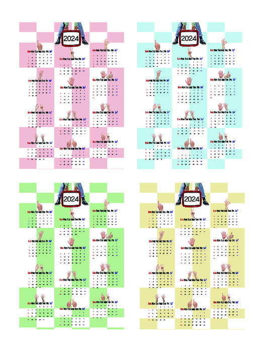 Finger calendar poster (checkerboard pattern)