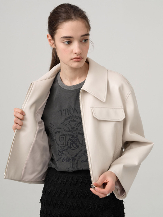 Vegan Leather Crop Jacket NEL4XM202_9F