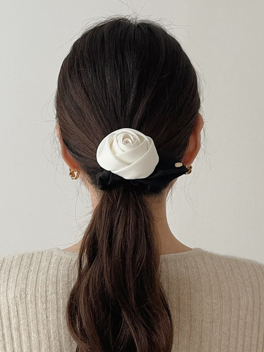 Classic Monotone Rose Hair Scrunchie