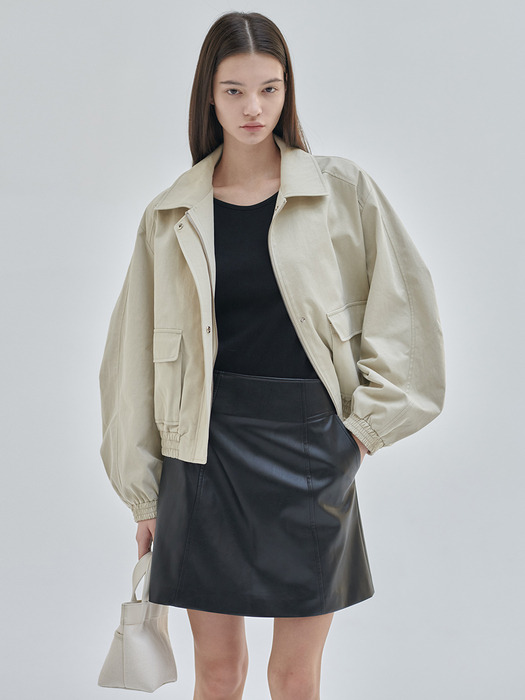 24SN leather mini skirt [BK]