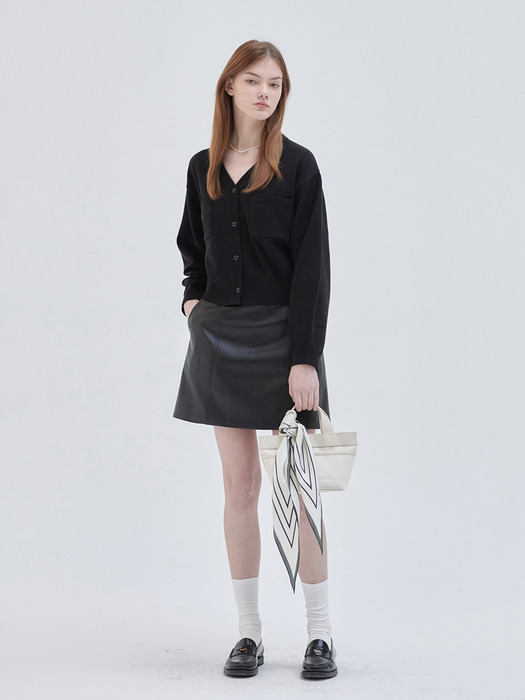 24SN leather mini skirt [BK]