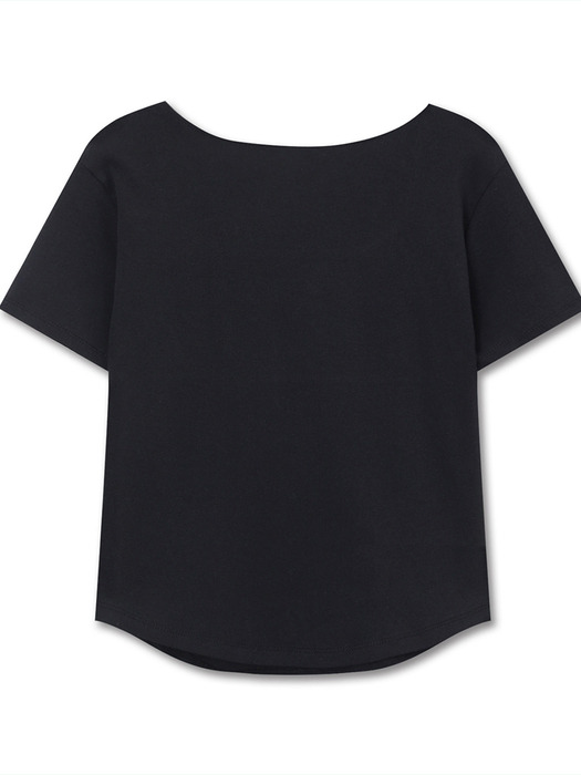 CURVED SQUARE NECK TOP BLACK