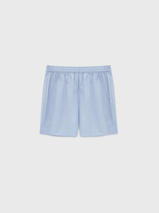 Stripe Cotton Band Shorts - Light Blue